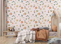 Soft Blush Floral Sketch Wallpaper⁠
