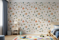 Soft Blush Floral Sketch Wallpaper⁠