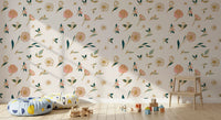 Soft Blush Floral Sketch Wallpaper⁠