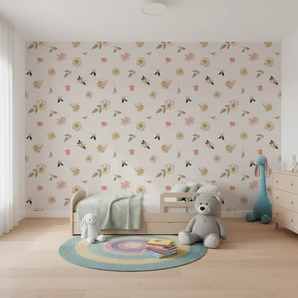 Soft Sage and Gold Meadow Wallpaper⁠