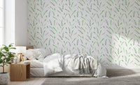 Green leaf sprig wallpaper adding a fresh natural accent to a wall GD12282