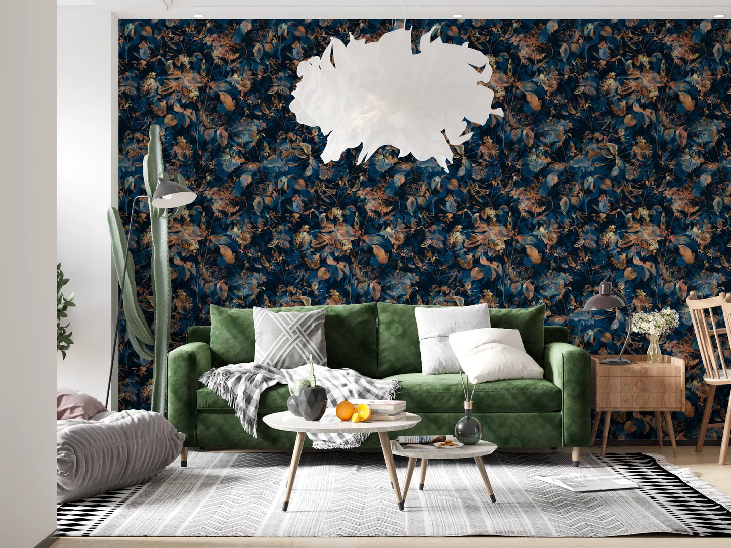 Midnight Copper Floral Bloom Wallpaper⁠