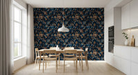 Midnight Copper Floral Bloom Wallpaper⁠