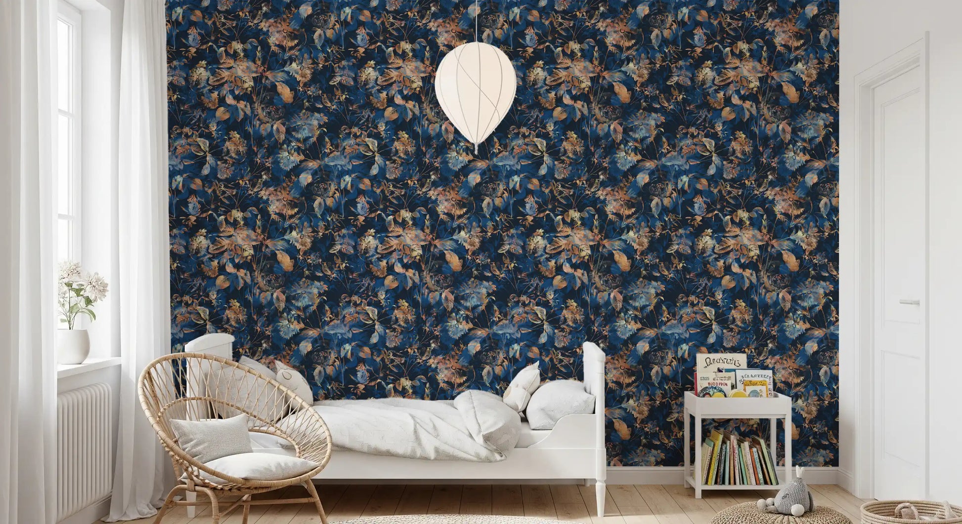 Rustic Bronze & Navy Garden Wallpaper⁠