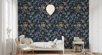 Rustic Bronze & Navy Garden Wallpaper⁠