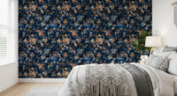 Rustic Bronze & Navy Garden Wallpaper⁠