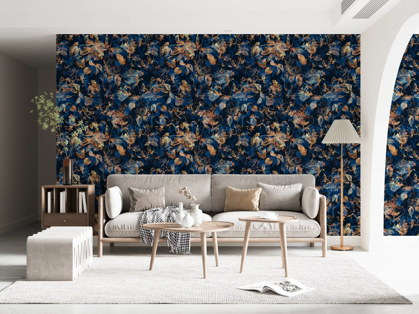 Rustic Bronze & Navy Garden Wallpaper⁠