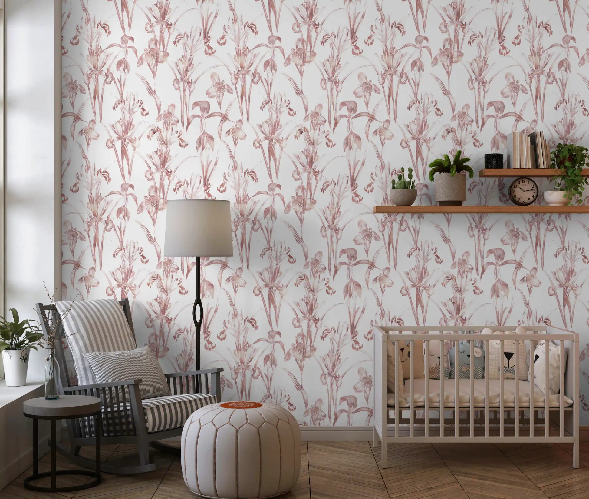 Ethereal Blush Iris Garden Wallpaper⁠