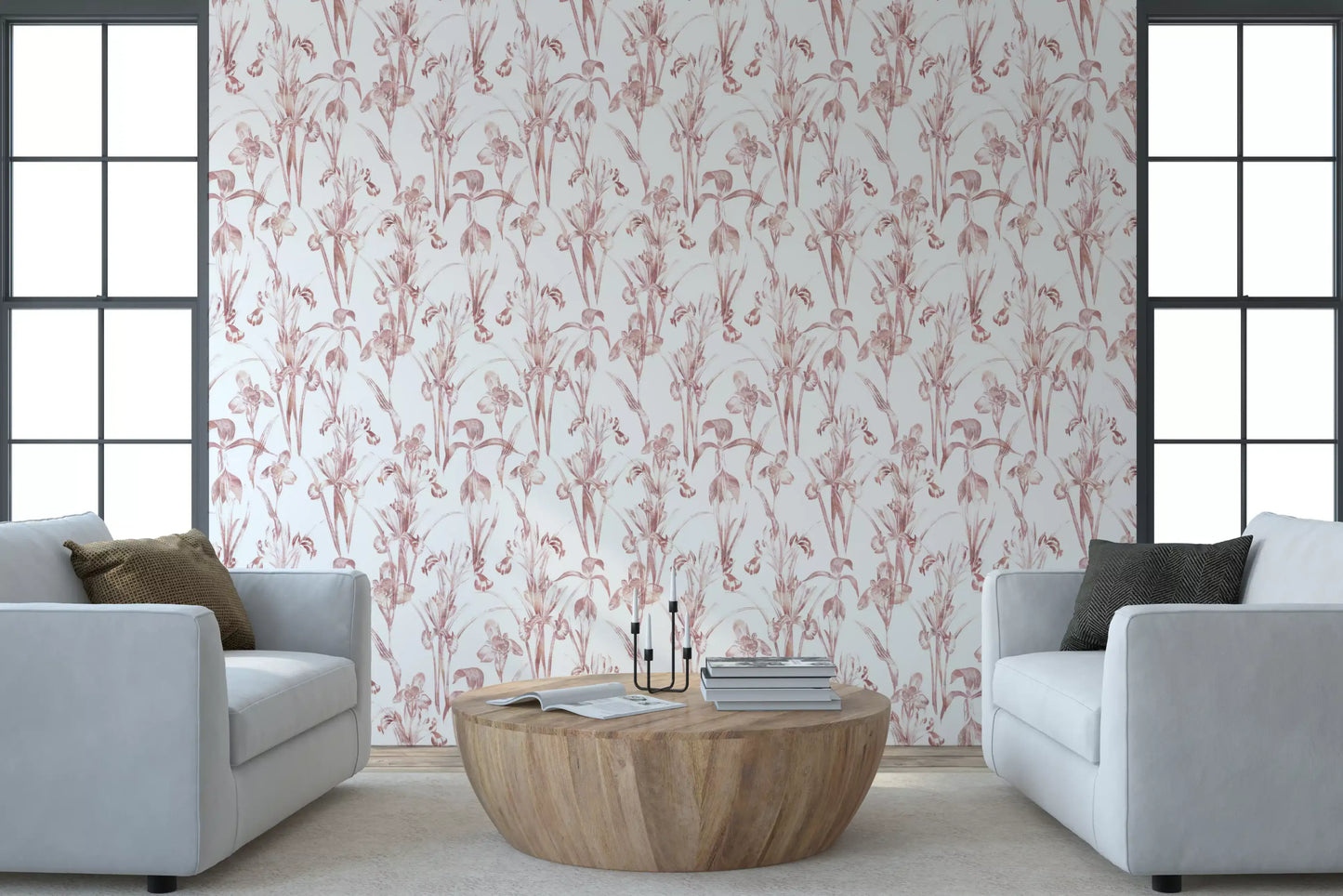Ethereal Blush Iris Garden Wallpaper⁠