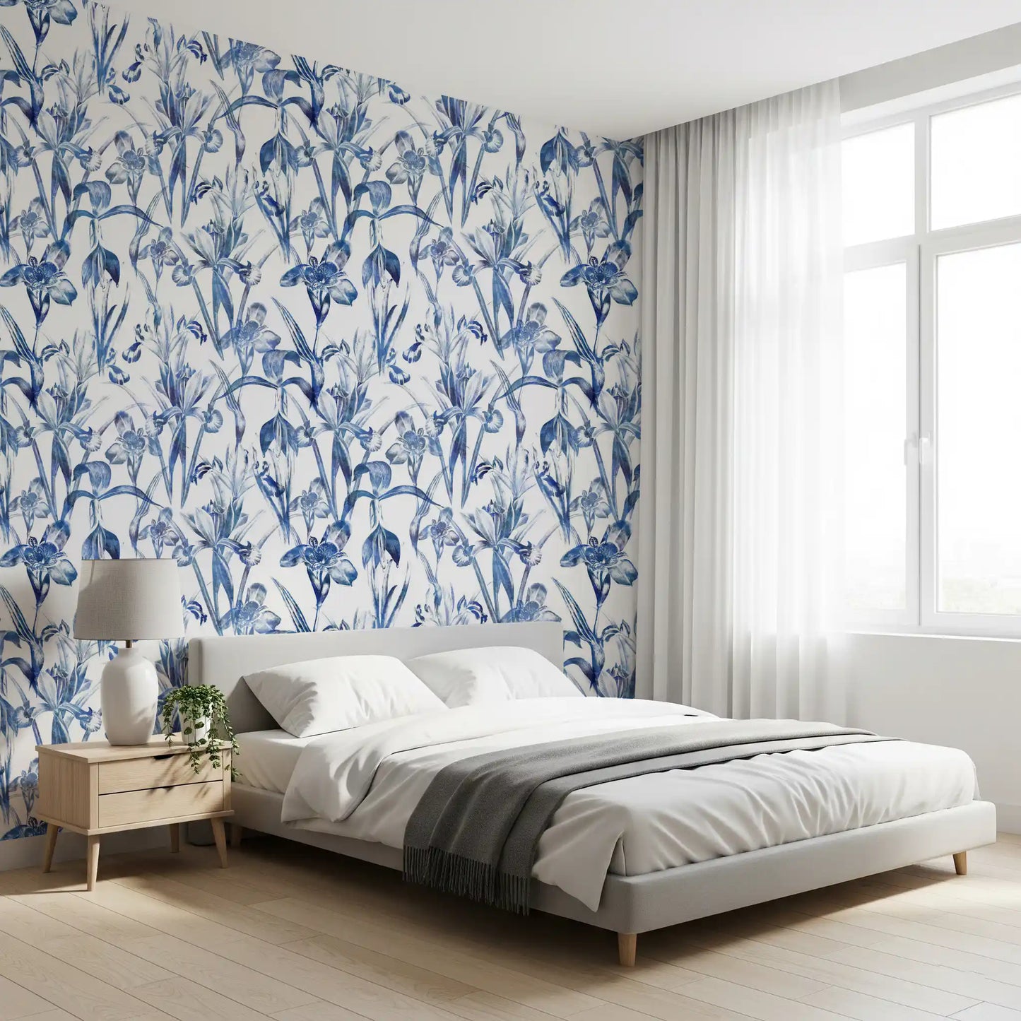 Indigo Botanical Sketch Wallpaper⁠