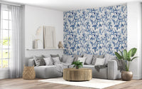 Indigo Botanical Sketch Wallpaper⁠
