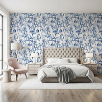 Indigo Botanical Sketch Wallpaper⁠