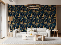 Midnight Flora Brushwork Wallpaper⁠
