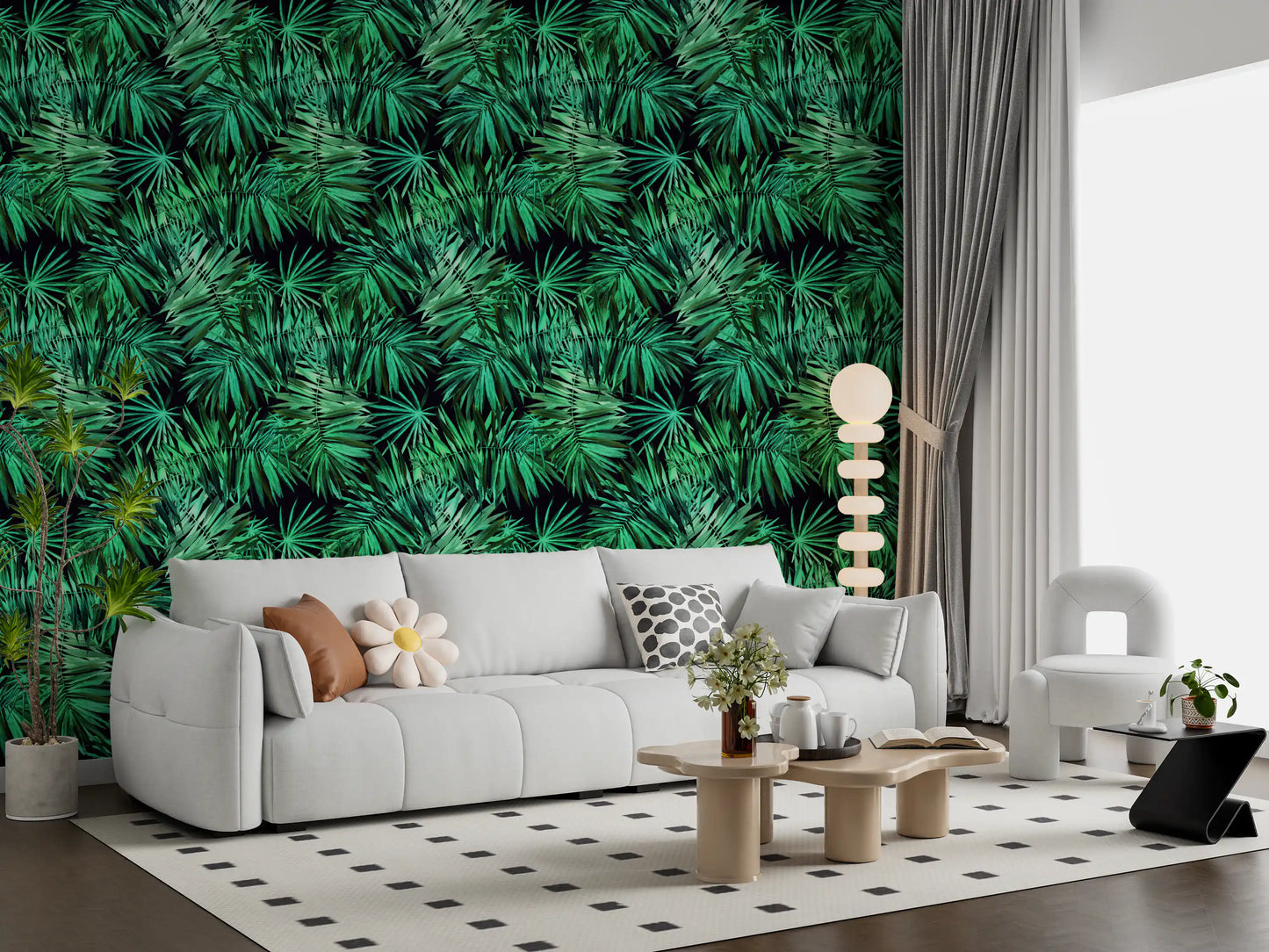 Verdant Tropical Palm Canopy Wallpaper⁠
