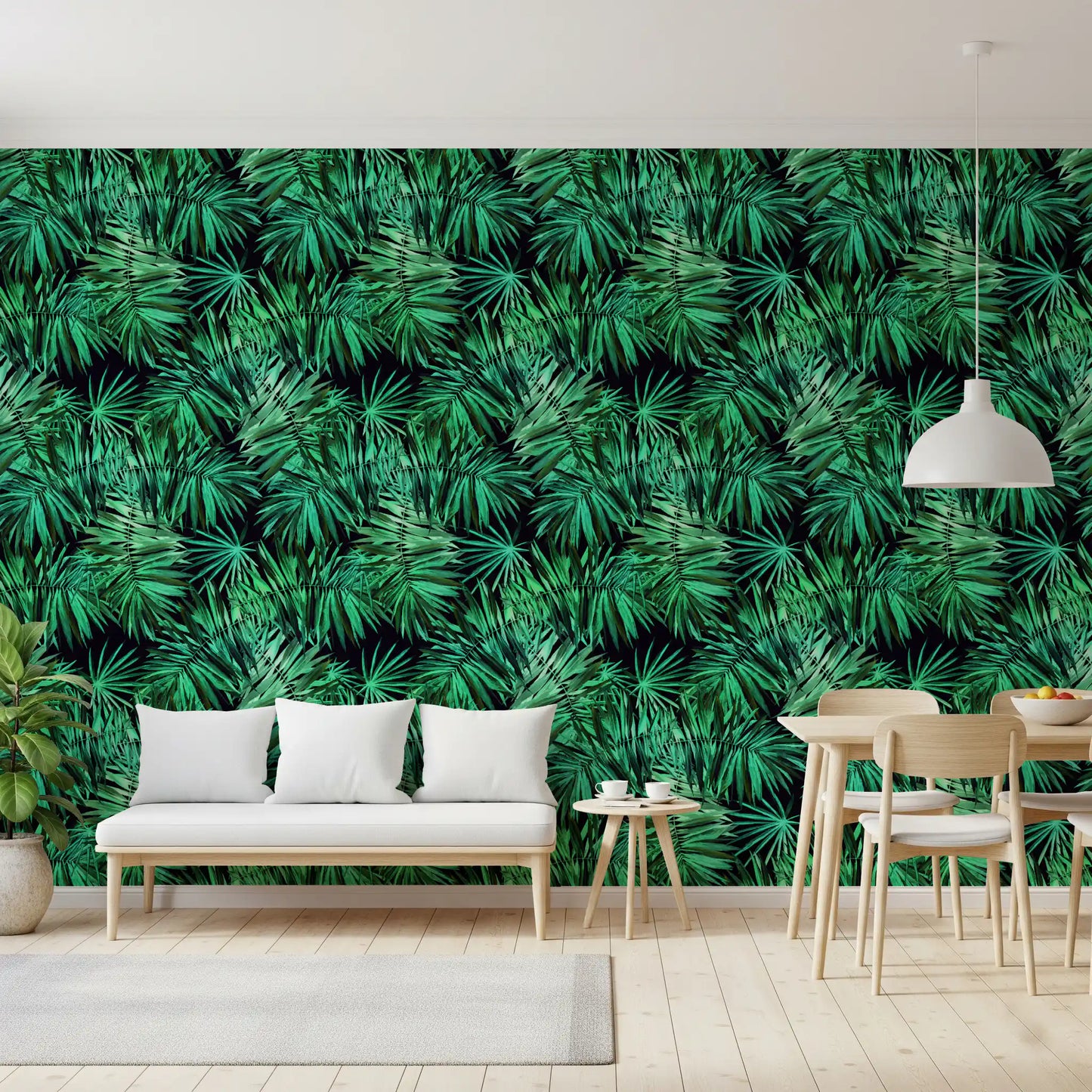 Verdant Tropical Palm Canopy Wallpaper⁠