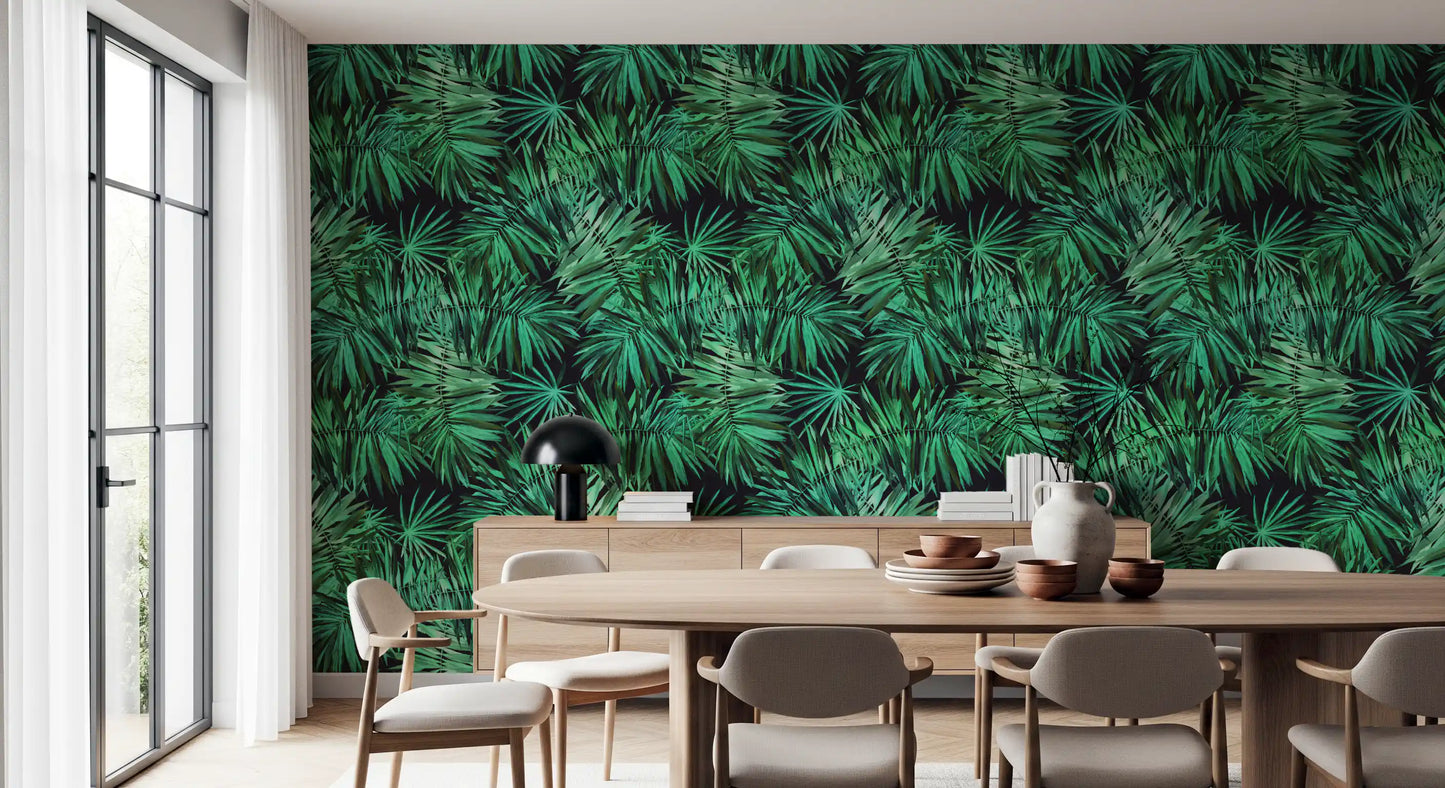 Verdant Tropical Palm Canopy Wallpaper⁠