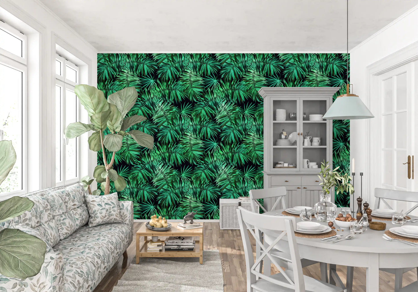 Verdant Tropical Palm Canopy Wallpaper⁠