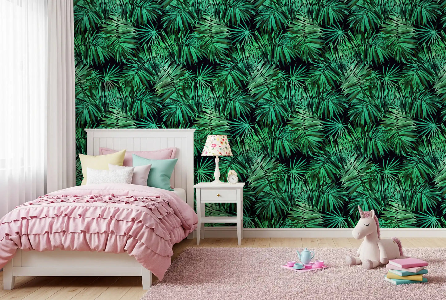 Verdant Tropical Palm Canopy Wallpaper⁠