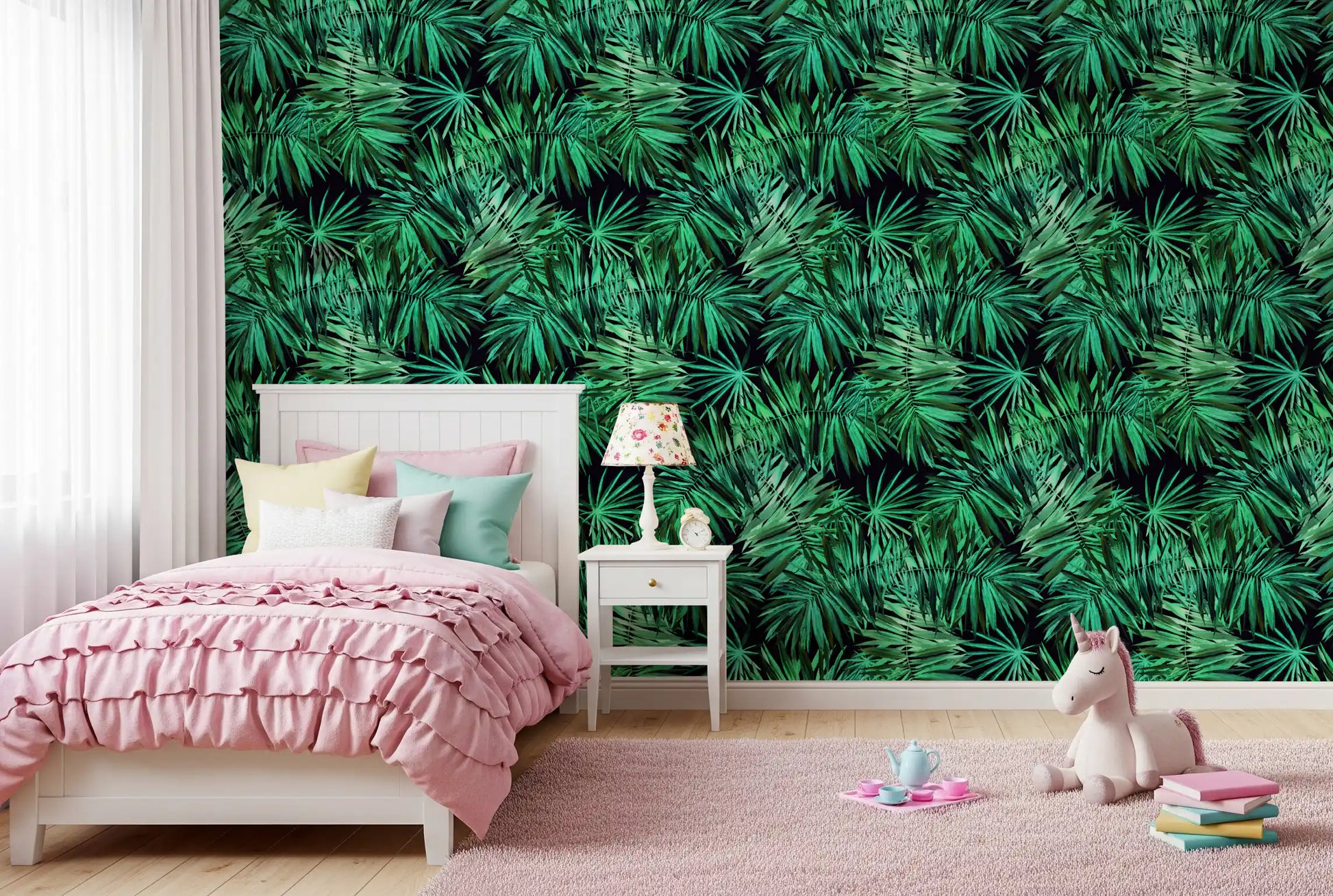 Verdant Tropical Palm Canopy Wallpaper⁠