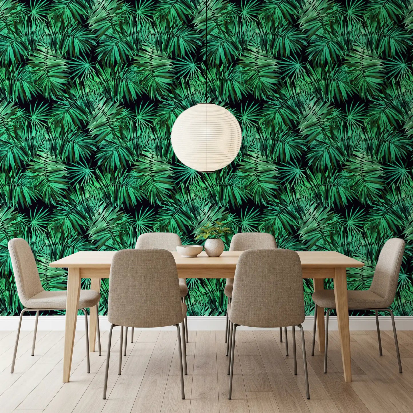 Verdant Tropical Palm Canopy Wallpaper⁠