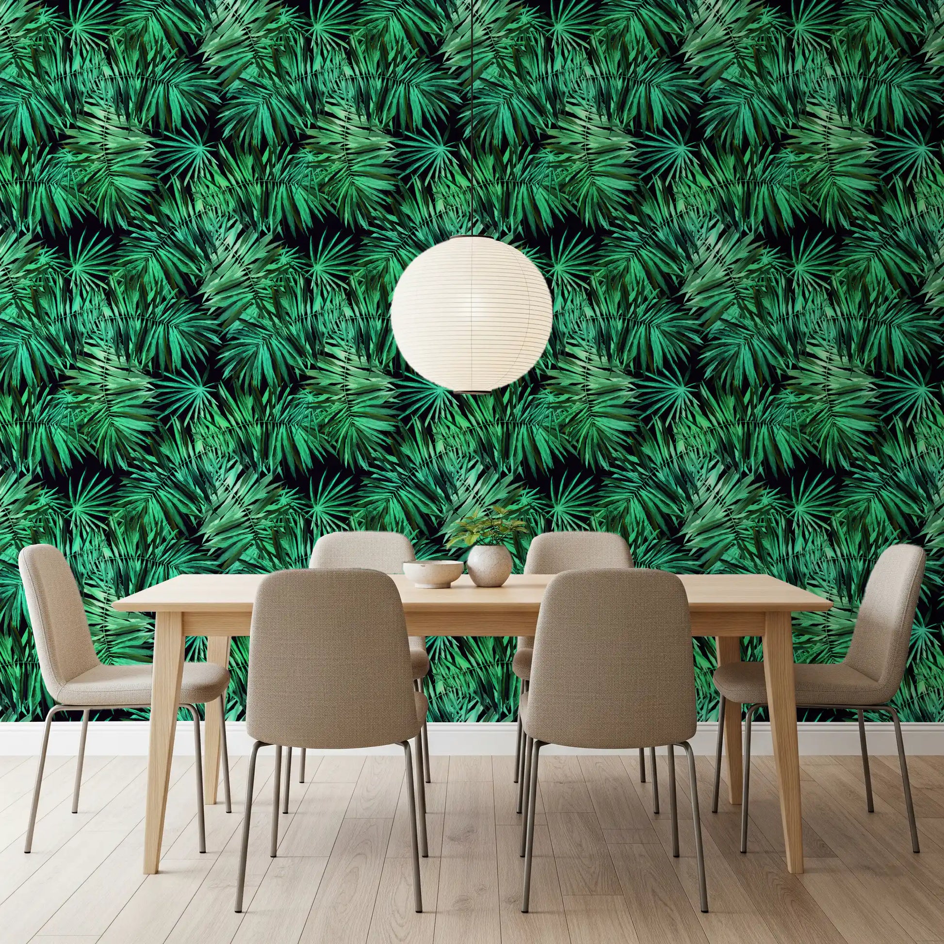 Verdant Tropical Palm Canopy Wallpaper⁠