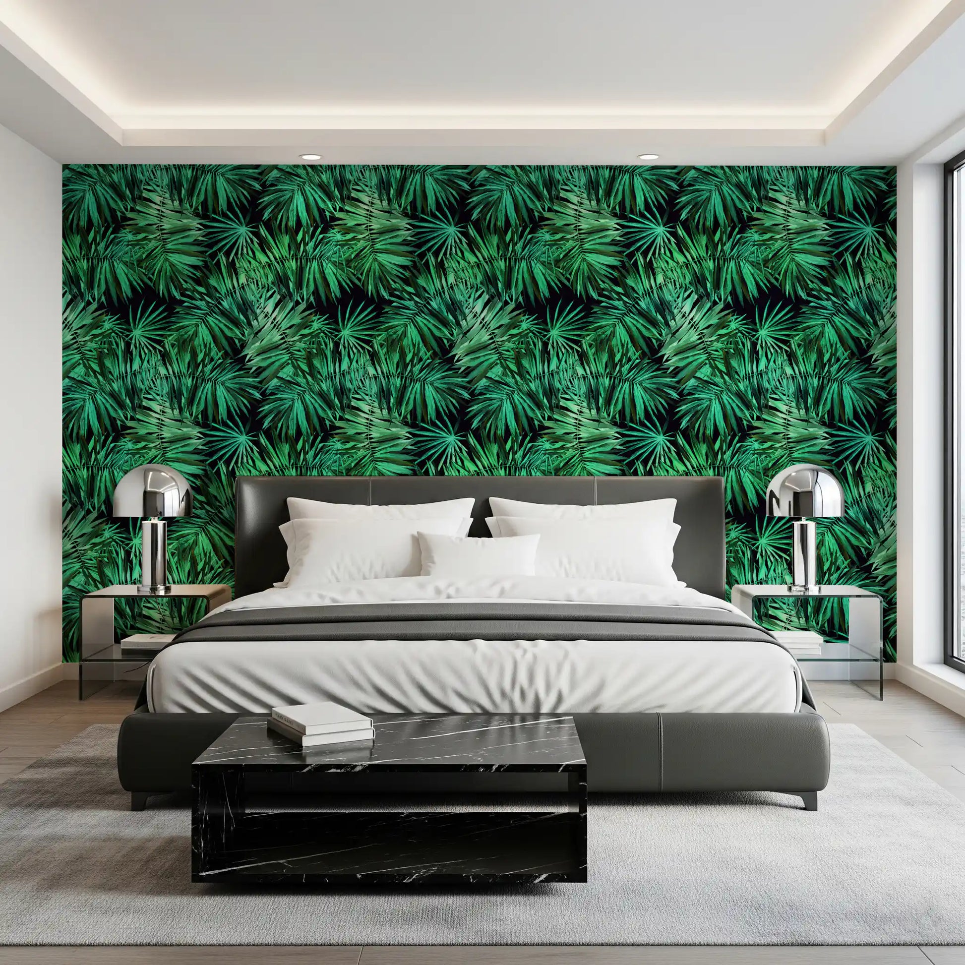 Verdant Tropical Palm Canopy Wallpaper⁠