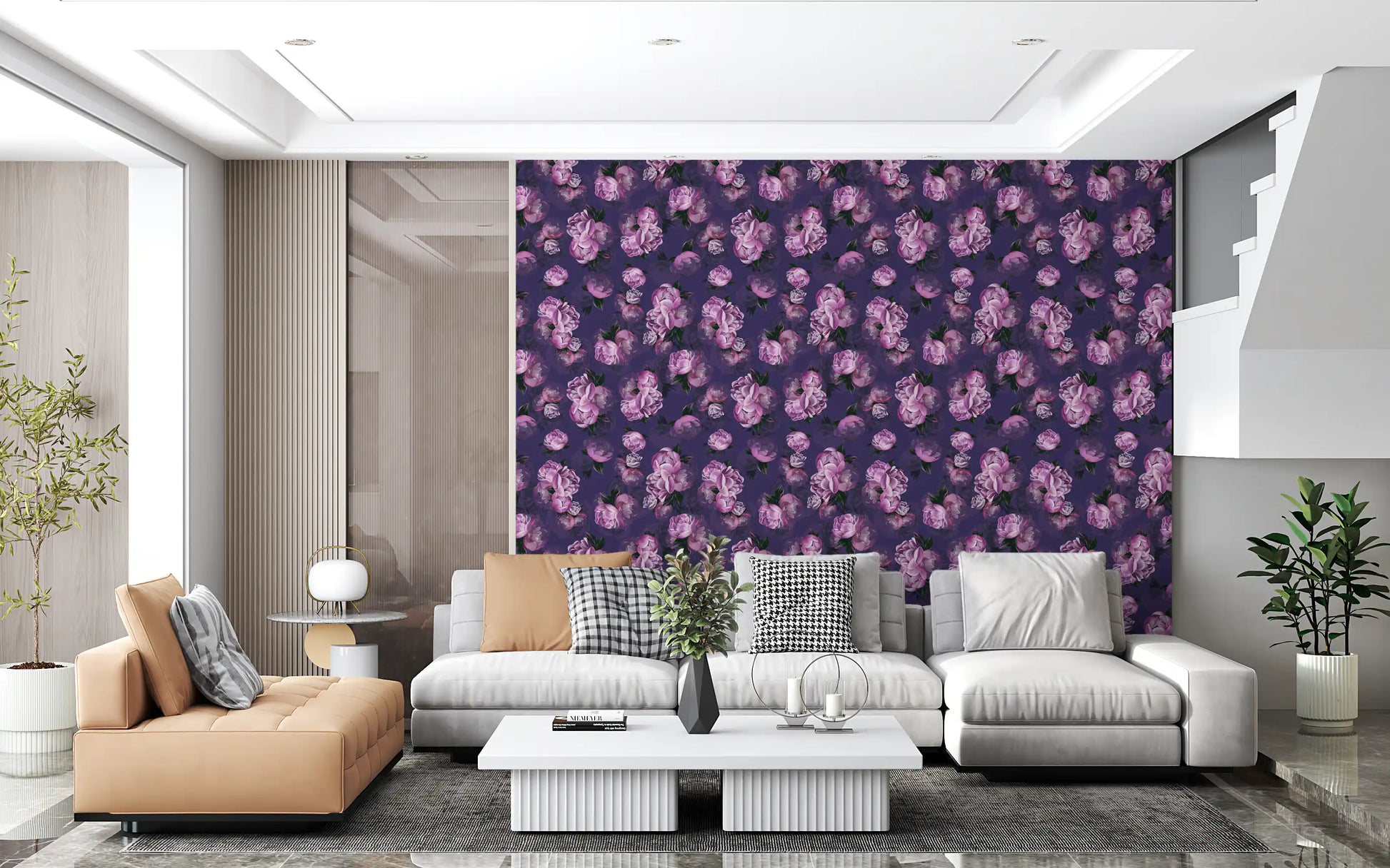 Velvet Peony Bloom Floral Art Wallpaper⁠