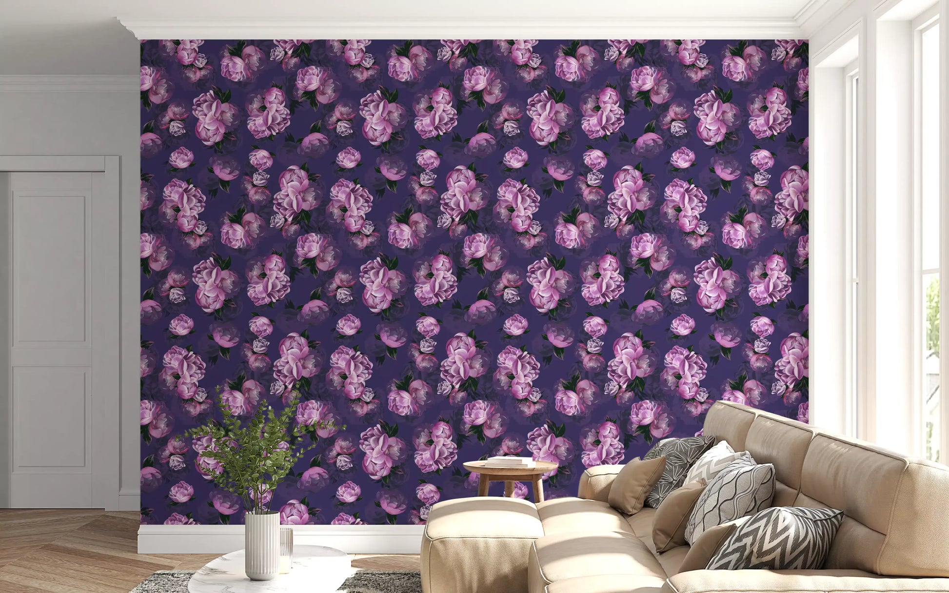 Velvet Peony Bloom Floral Art Wallpaper⁠
