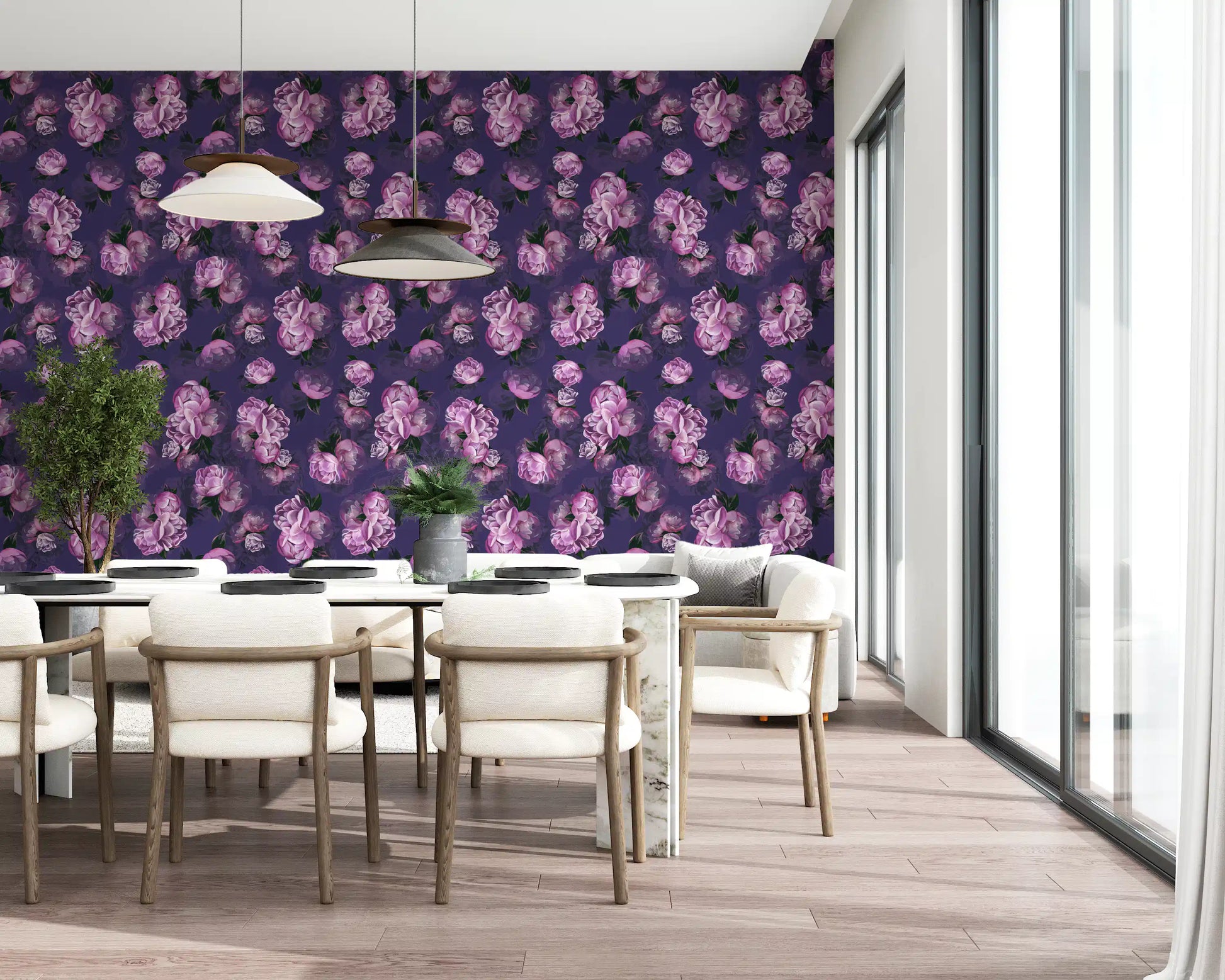 Velvet Peony Bloom Floral Art Wallpaper⁠