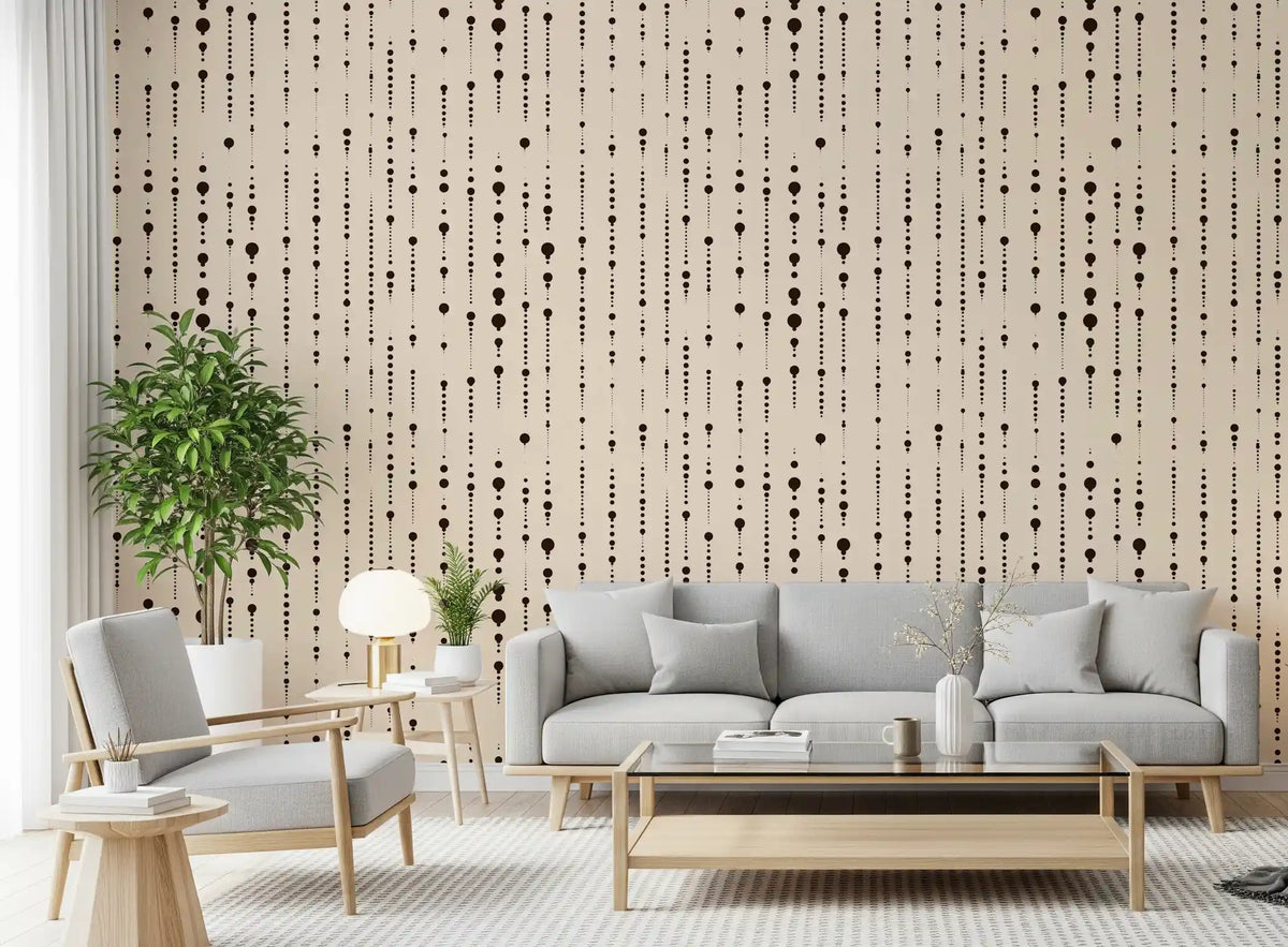 Beige dot stream wallpaper as a feature wall in a modern living room GD12303