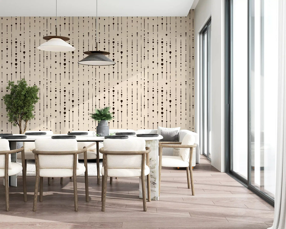Abstract dotted wallpaper in a bright living room with grey sofas GD12303