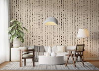 Black dot stream wallpaper accent wall in a cosy bedroom GD12303