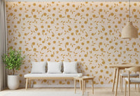 Minimalist Gold Floral Sprigs Wallpaper⁠