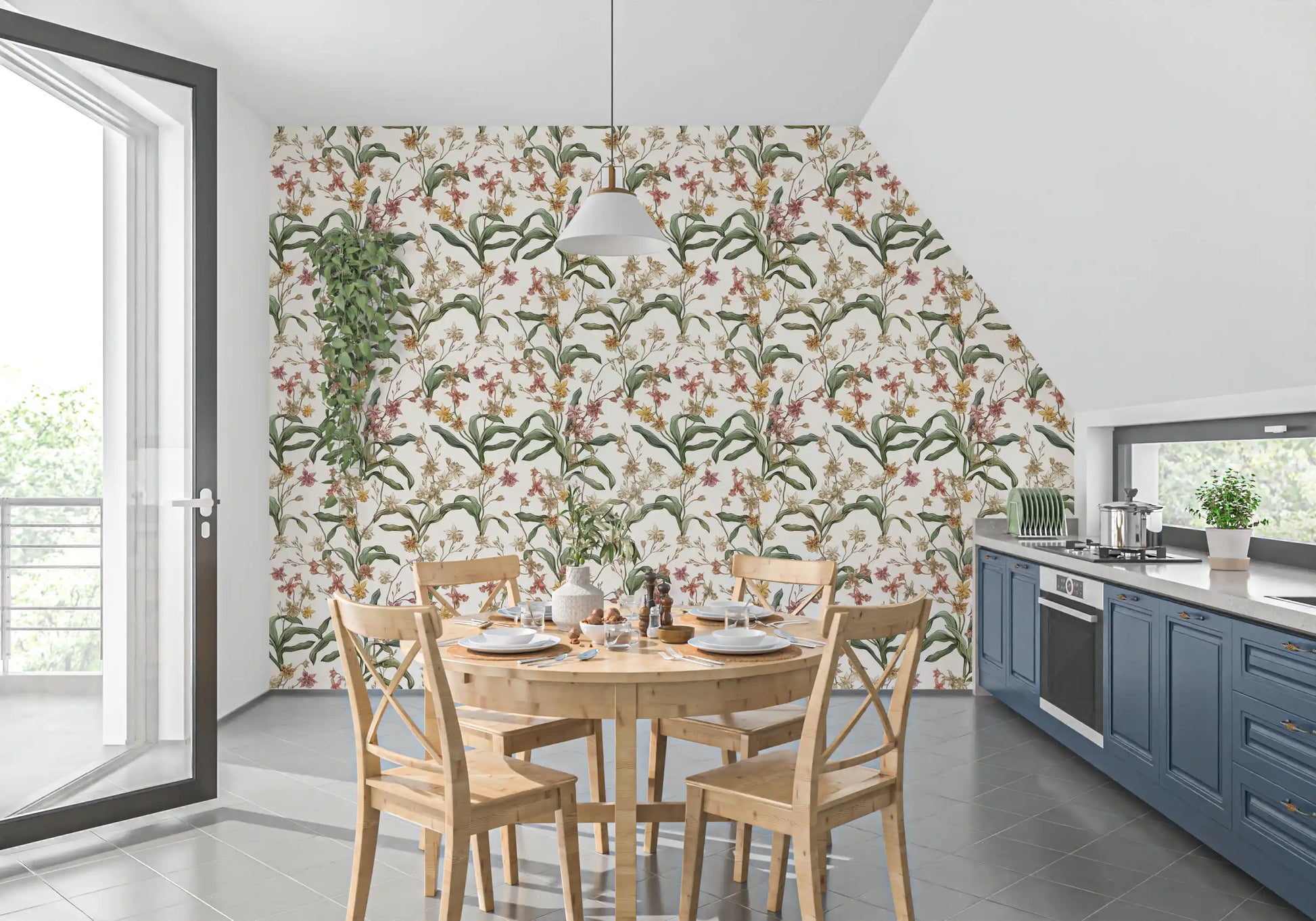 Vintage Botanical Orchid Trail Wallpaper⁠