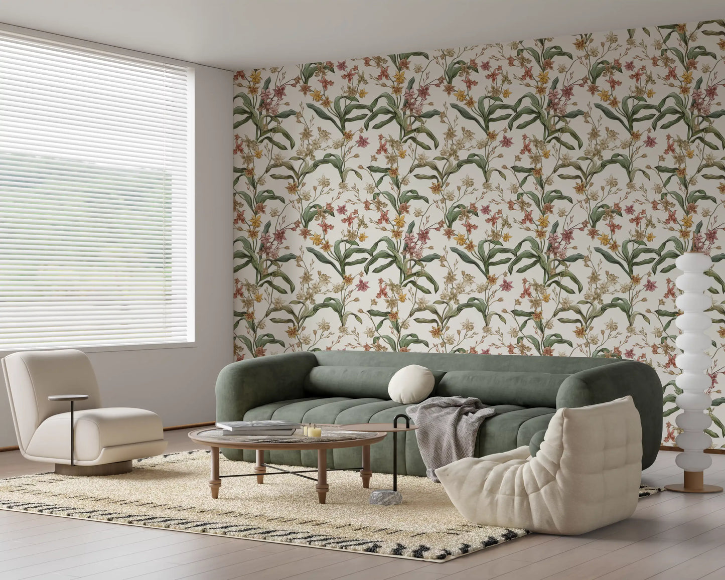 Vintage Botanical Orchid Trail Wallpaper⁠