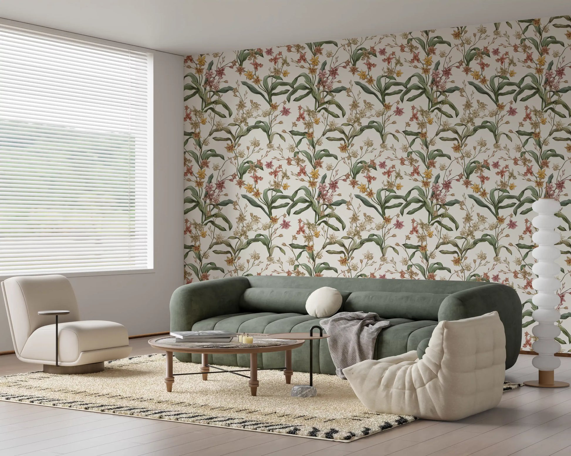Vintage Botanical Orchid Trail Wallpaper⁠