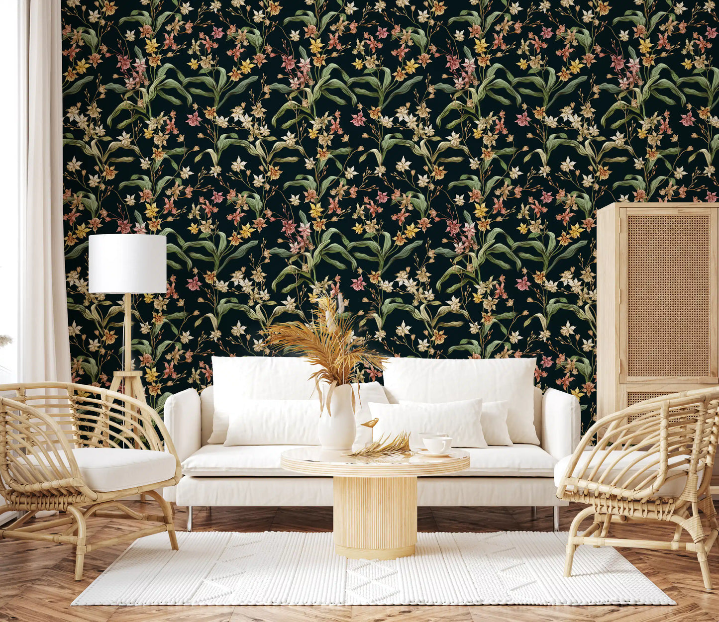 Midnight Botanical Orchard Wallpaper⁠