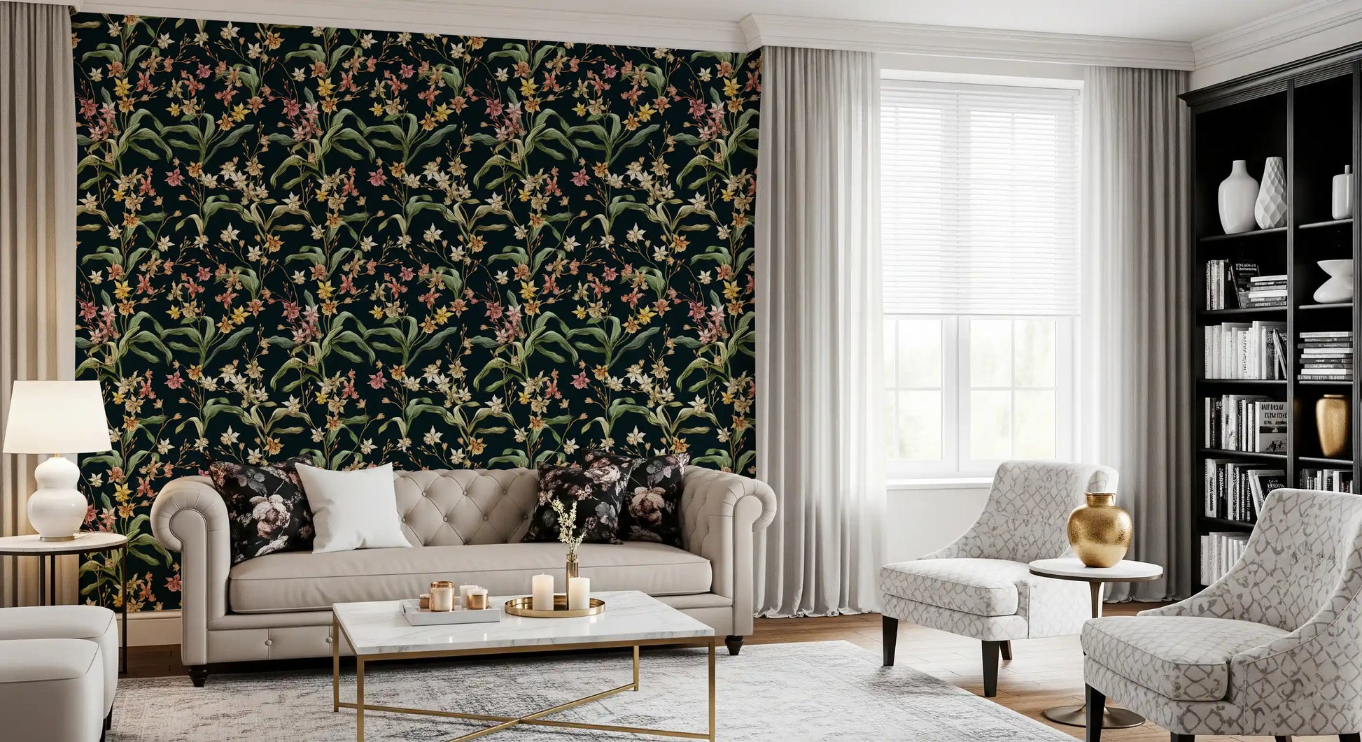 Midnight Botanical Orchard Wallpaper⁠