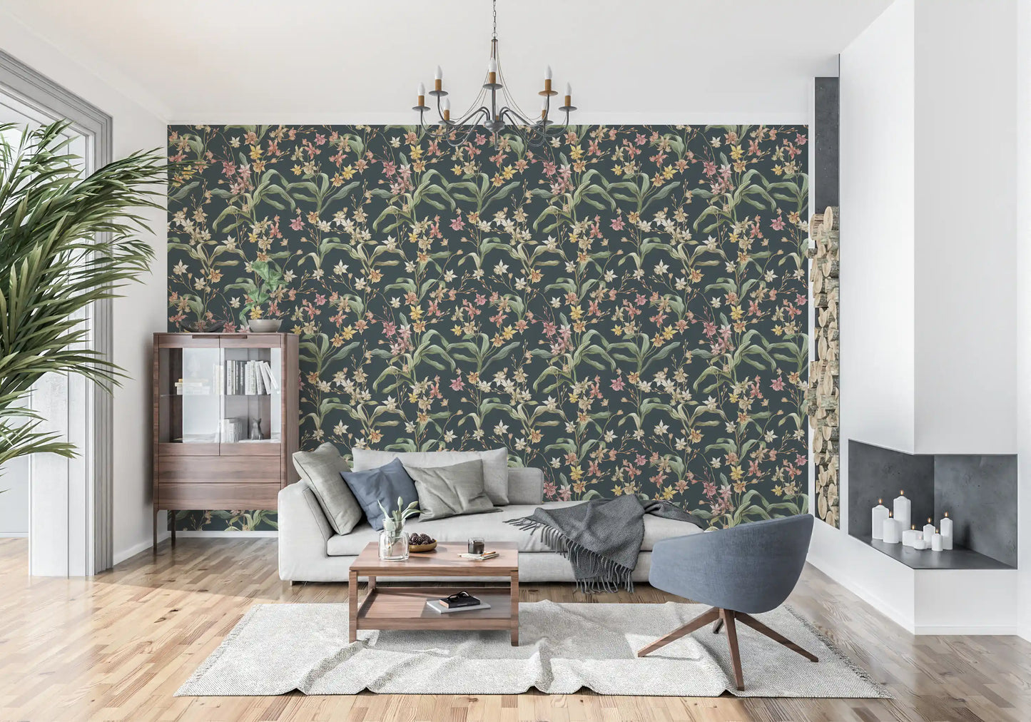 Midnight Botanical Orchard Wallpaper⁠