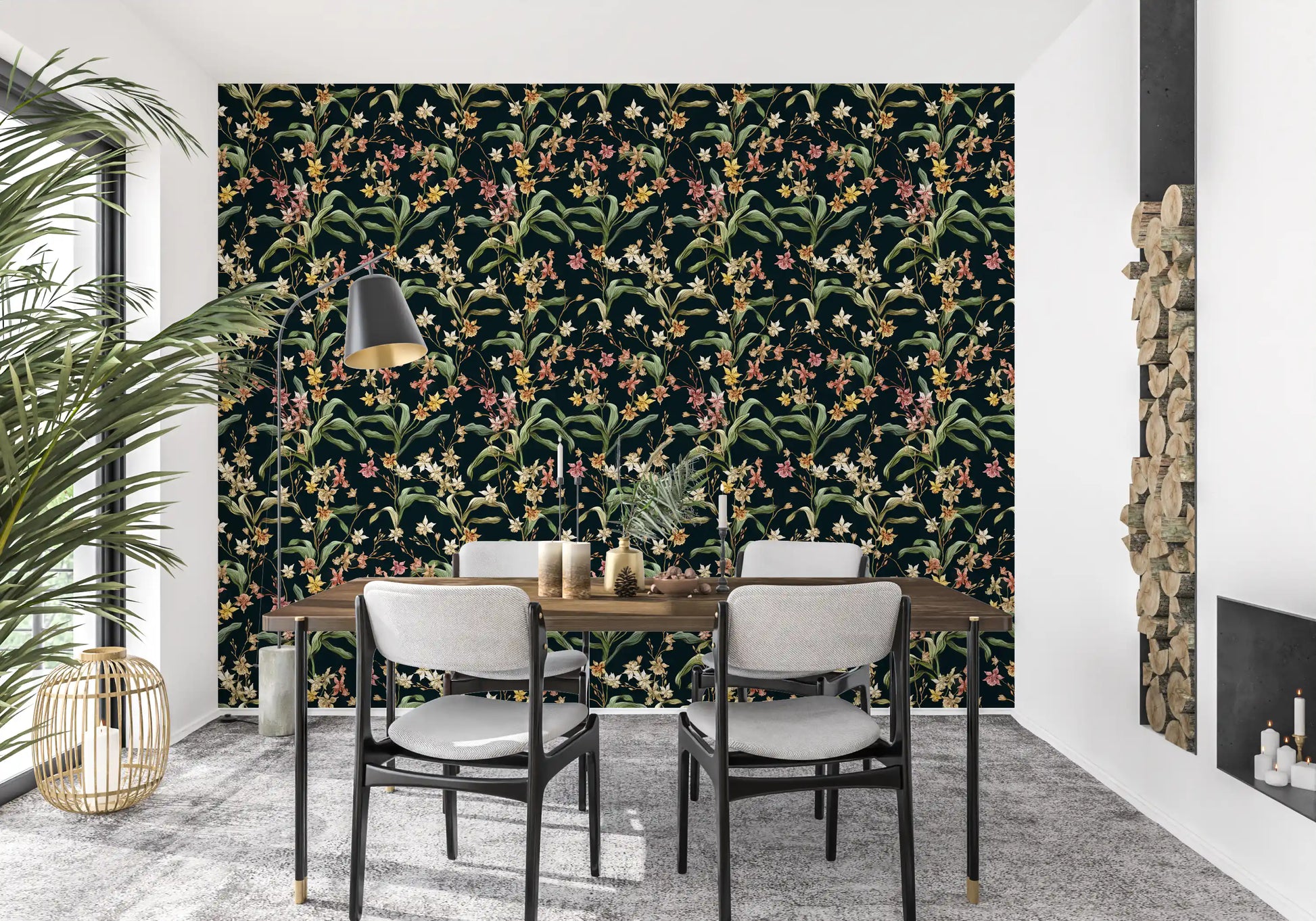 Midnight Botanical Orchard Wallpaper⁠