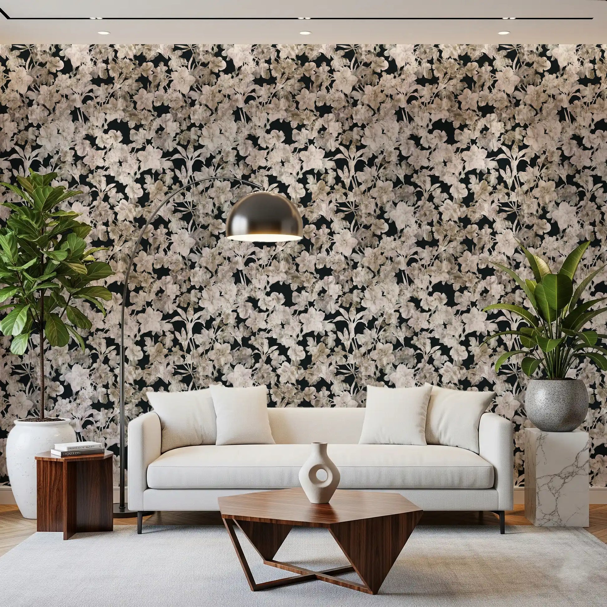 Rustic Floral Silhouette Art Wallpaper⁠