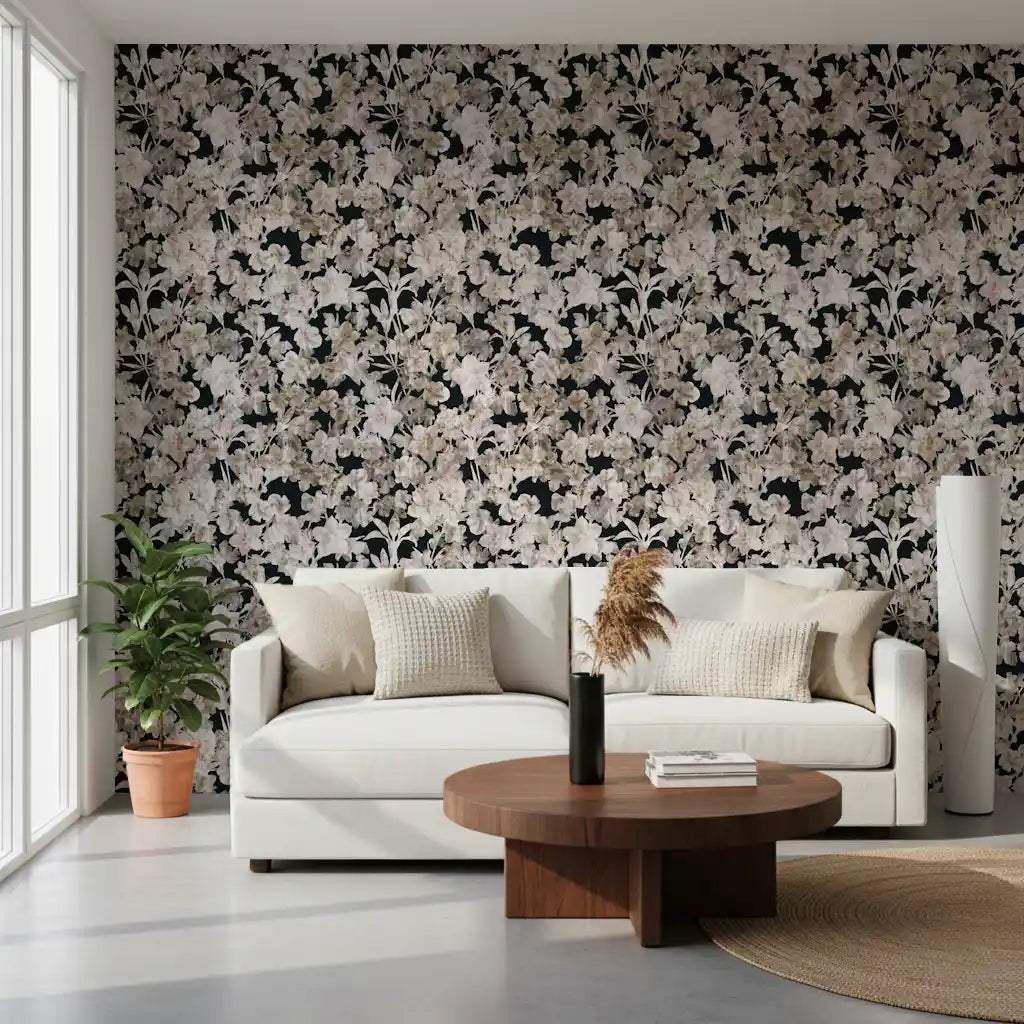 Rustic Floral Silhouette Art Wallpaper⁠