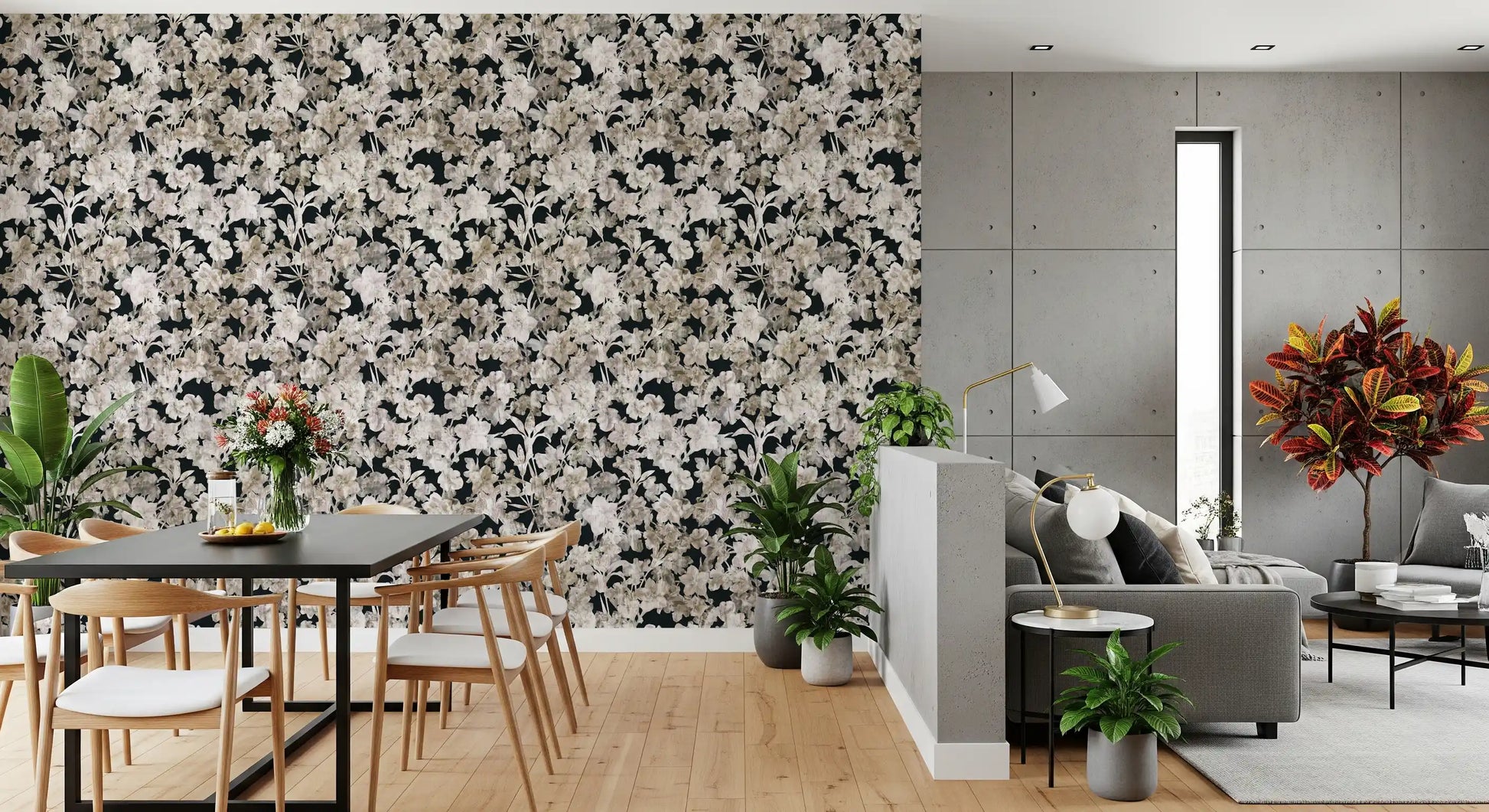 Rustic Floral Silhouette Art Wallpaper⁠