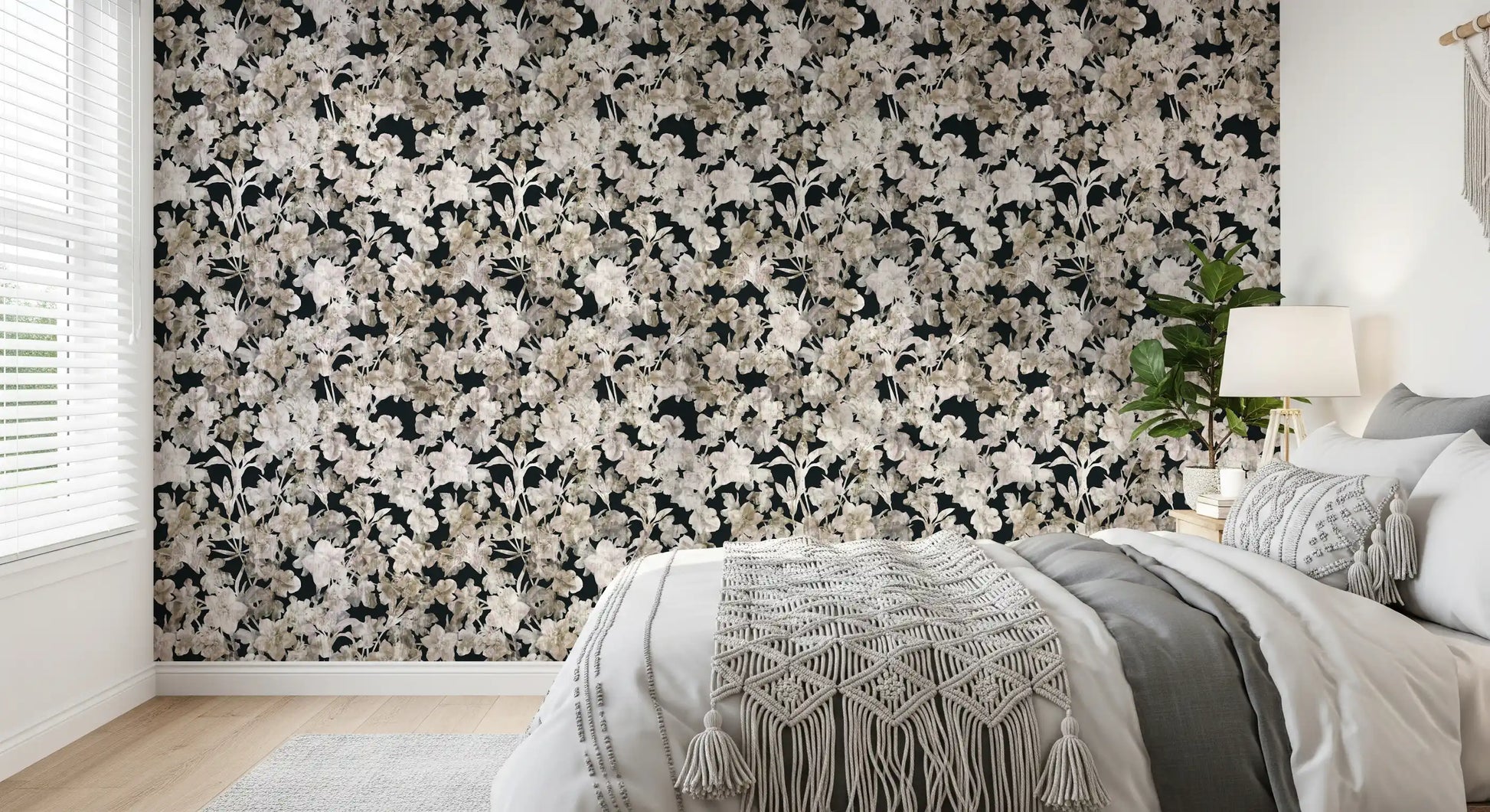 Rustic Floral Silhouette Art Wallpaper⁠