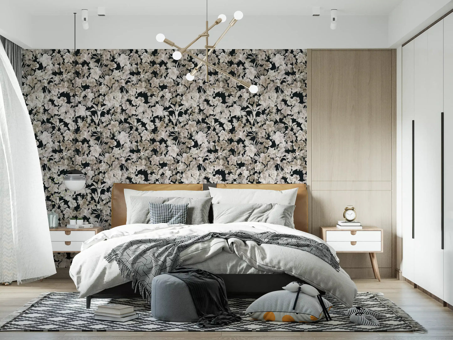Rustic Floral Silhouette Art Wallpaper⁠