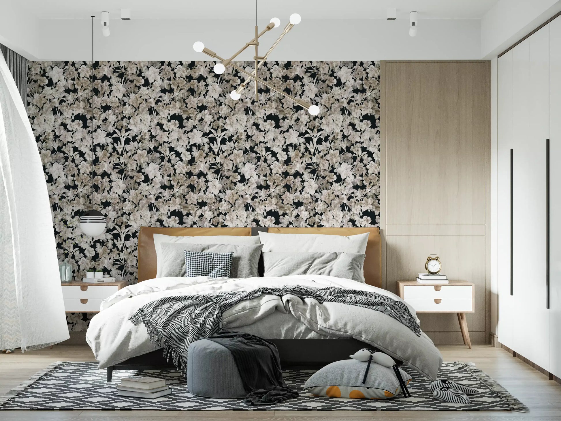 Rustic Floral Silhouette Art Wallpaper⁠
