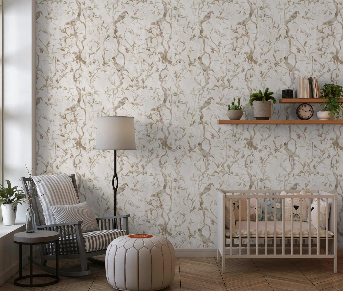 Ethereal Bird and Vine Illustration Wallpaper⁠