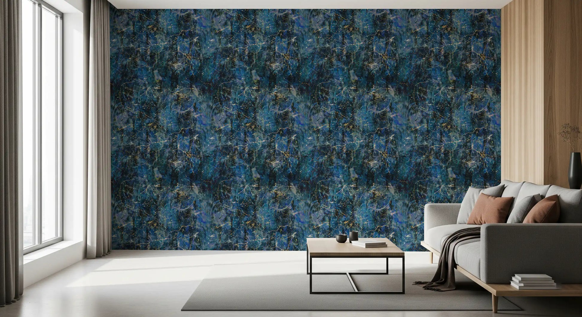 Midnight Marble Vein Abstract Wallpaper⁠