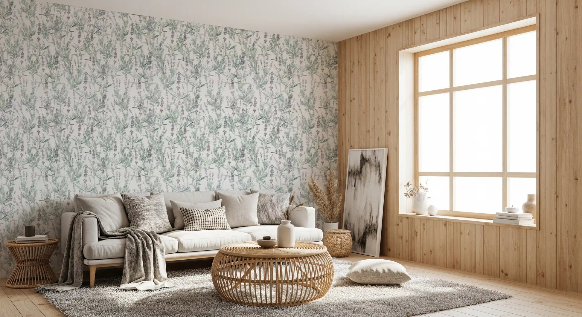 Serene Lavender Sprigs Botanical Wallpaper⁠