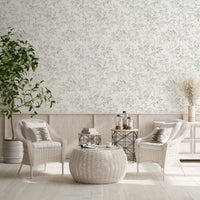 Ethereal Green Leaf Etchings Wallpaper⁠